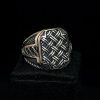 Anillo plata tipo sello con textura tejido