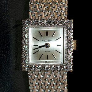 Reloj Señorita Universal Geneve oro blanco 18k y brillantes