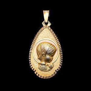 Medalla oro amarillo 18k medalla Virgen Niña