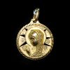 Medalla de oro amarillo de 18k con la imagen de la virgen joven